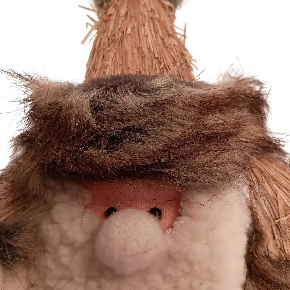 Gnome St Nicholas/Santa Straw with Faux Fur, Unique Christmas Decoration